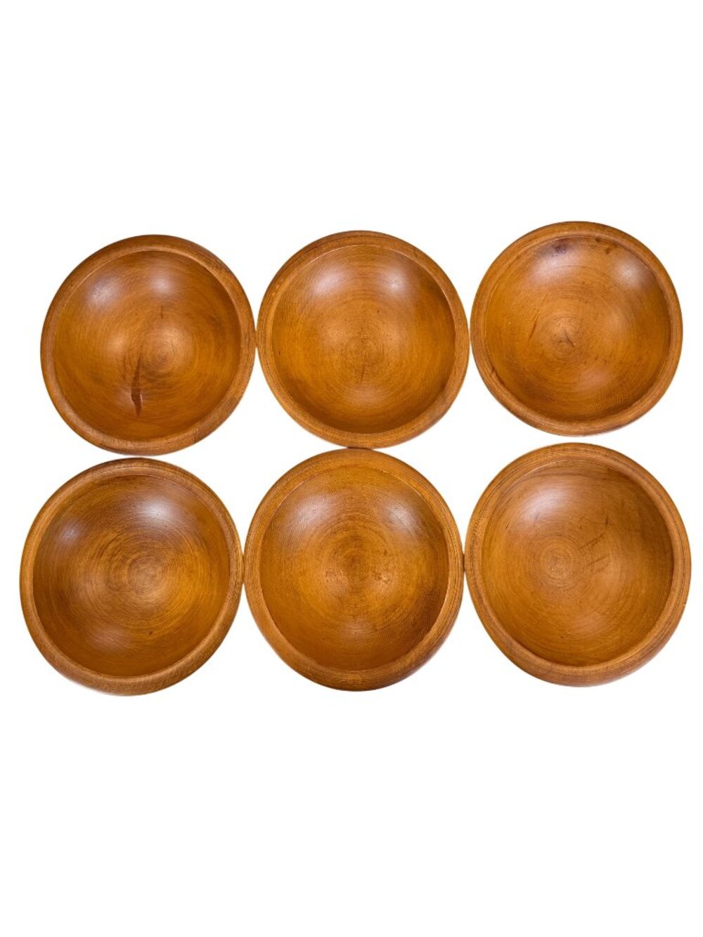 MCM Woodcraftery Handcrafted Wooden Salad Bowls Set of 6 Rustic Kitchenware